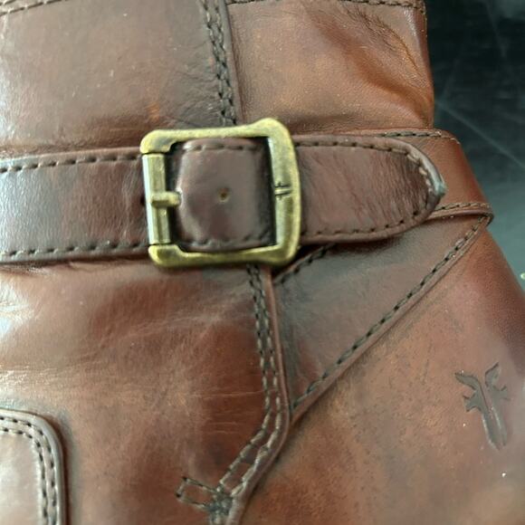 Frye Wood Block Heel Patty Riding Bootie Brown Size 6 - Picture 10 of 11